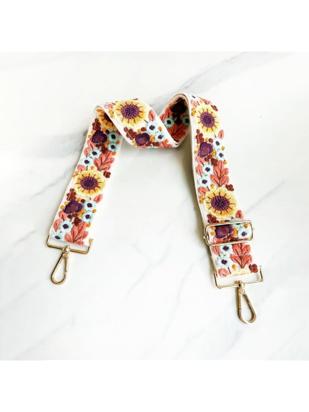 Adjustable Embroidery Flower Crossbody Purse Strap - Wide Shoulder Handbag Strap - Picture 8 of 8
